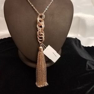 Inc long fringe necklace
